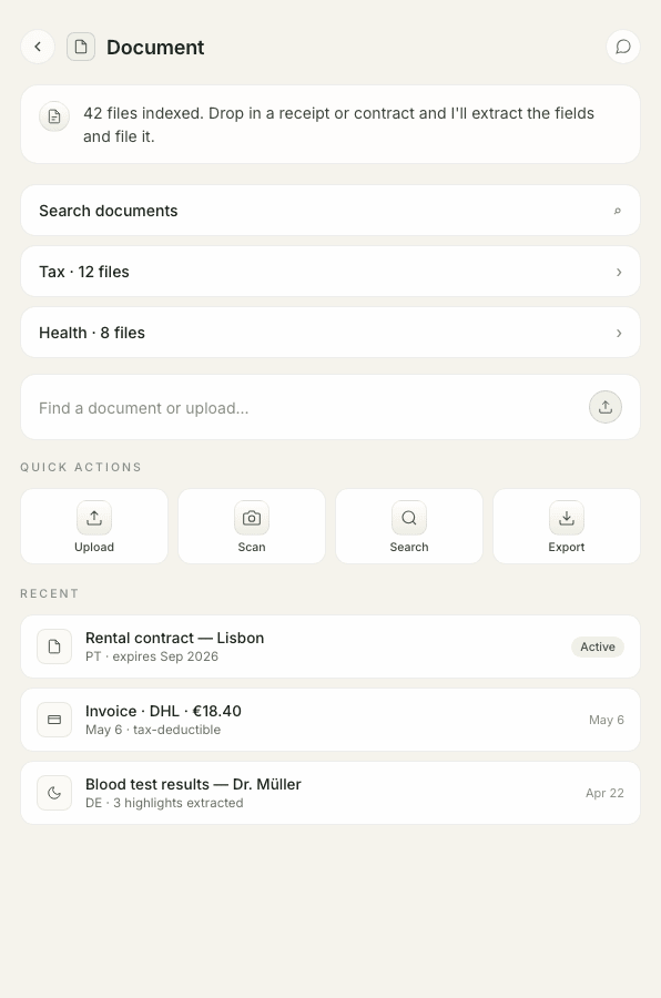 Document agent screen